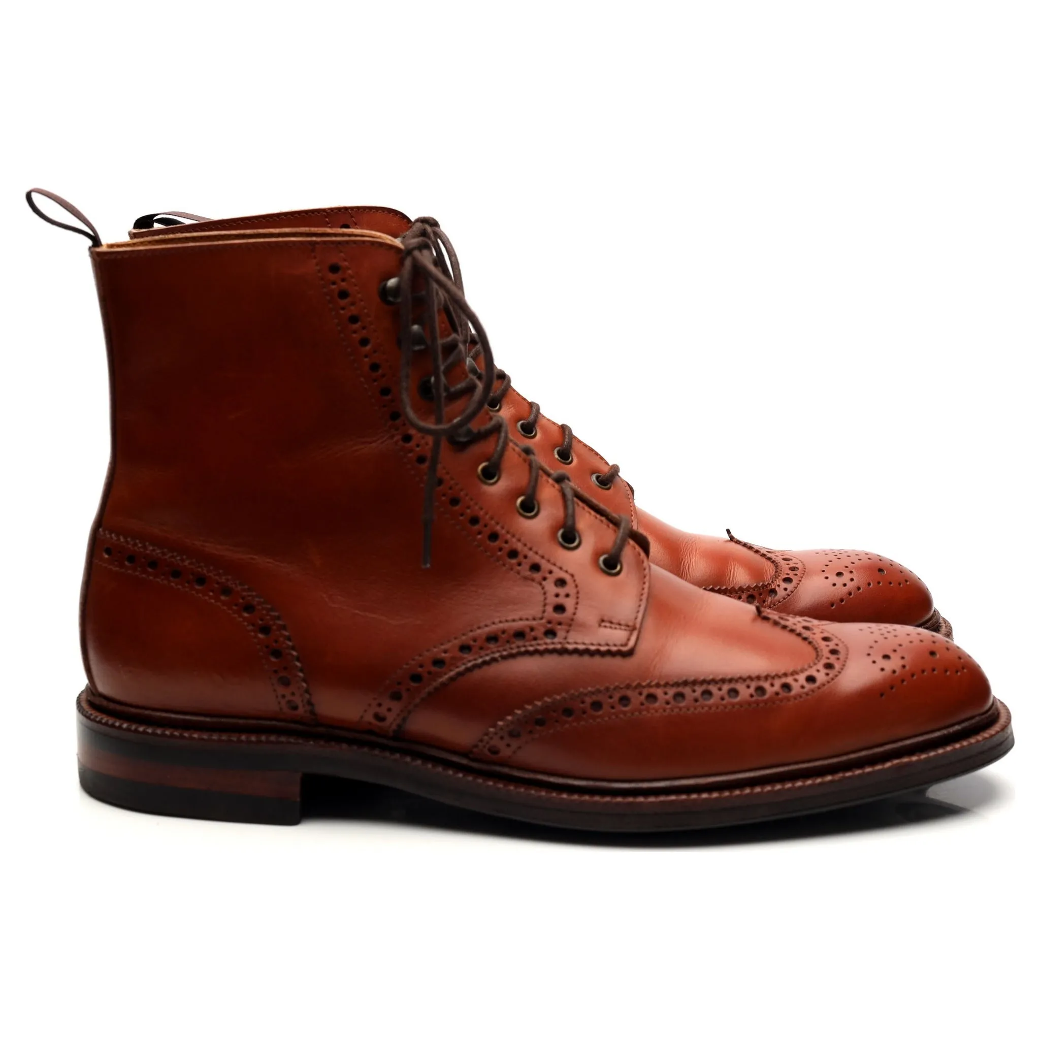 '101504' Tan Brown Leather Brogue Boots UK 7.5 E