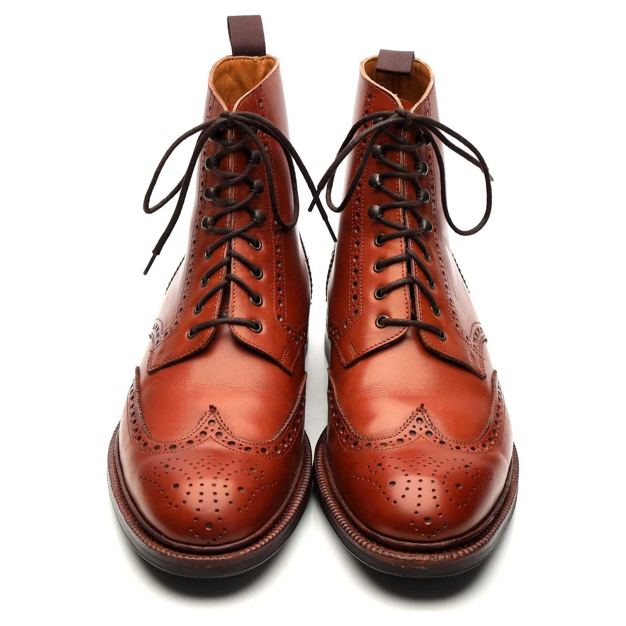 '101504' Tan Brown Leather Brogue Boots UK 7.5 E