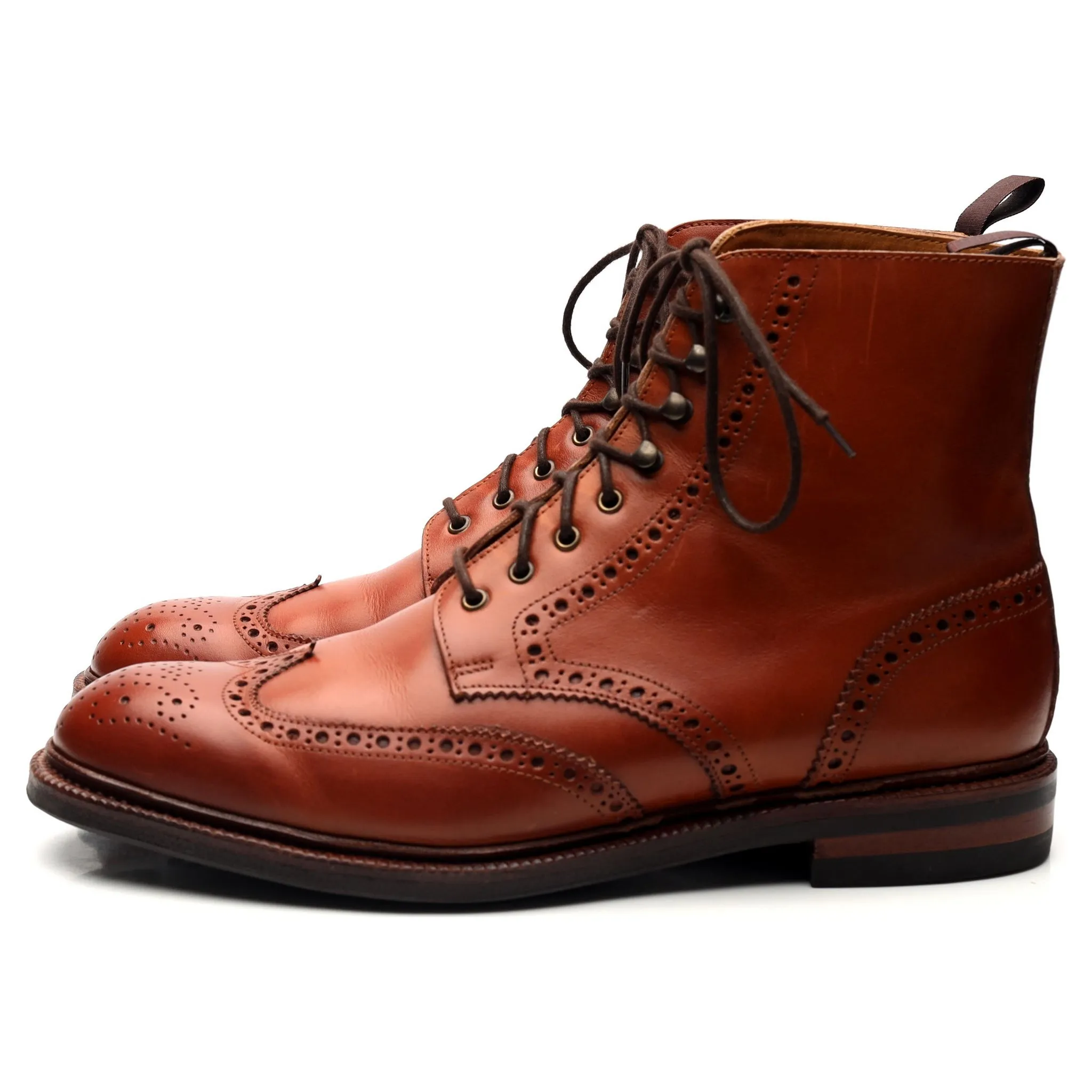 '101504' Tan Brown Leather Brogue Boots UK 7.5 E