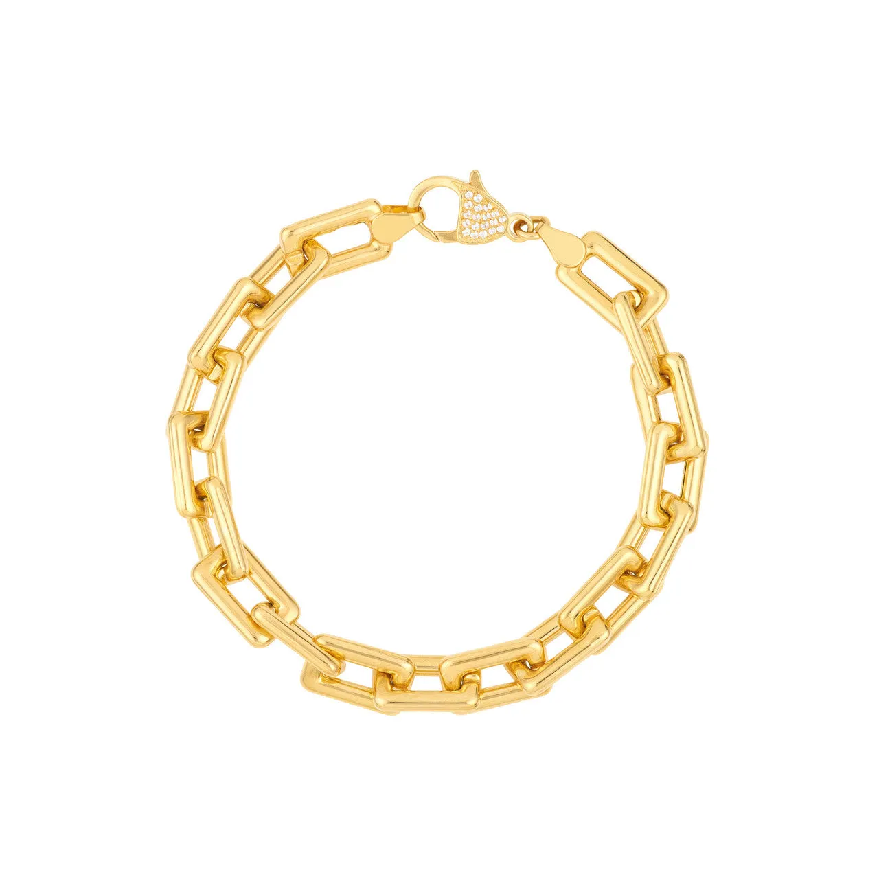 14K Yellow Gold Chunky Paper Clip Bracelet with Diamond Lock