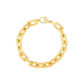 14K Yellow Gold Chunky Paper Clip Bracelet with Diamond Lock