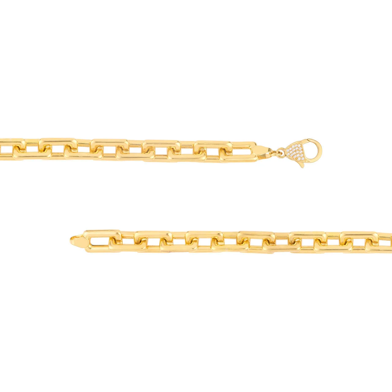 14K Yellow Gold Chunky Paper Clip Bracelet with Diamond Lock