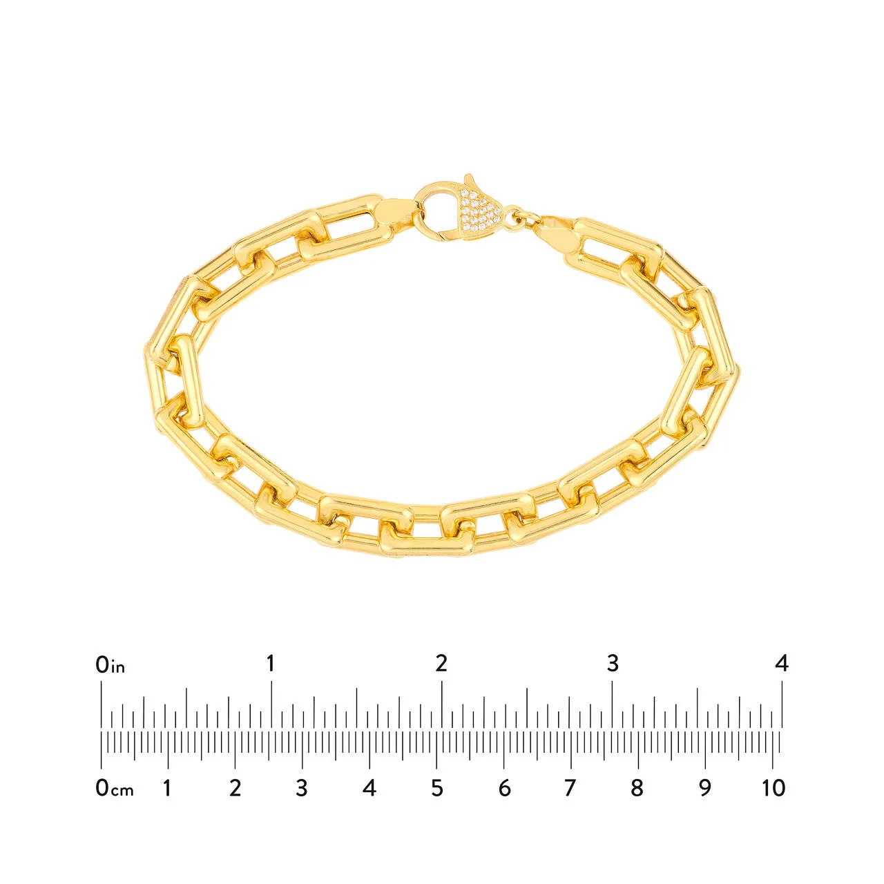 14K Yellow Gold Chunky Paper Clip Bracelet with Diamond Lock