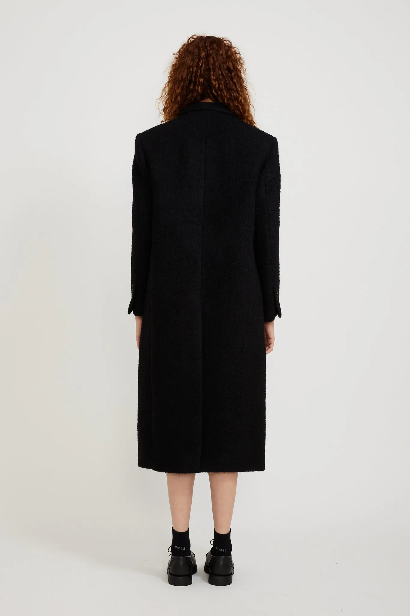 2-Way 3 Button Boucle Wool Coat Black