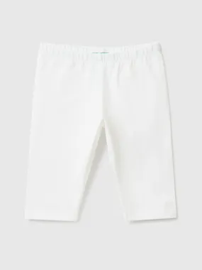 3/4 leggings in stretch cotton - White | Benetton