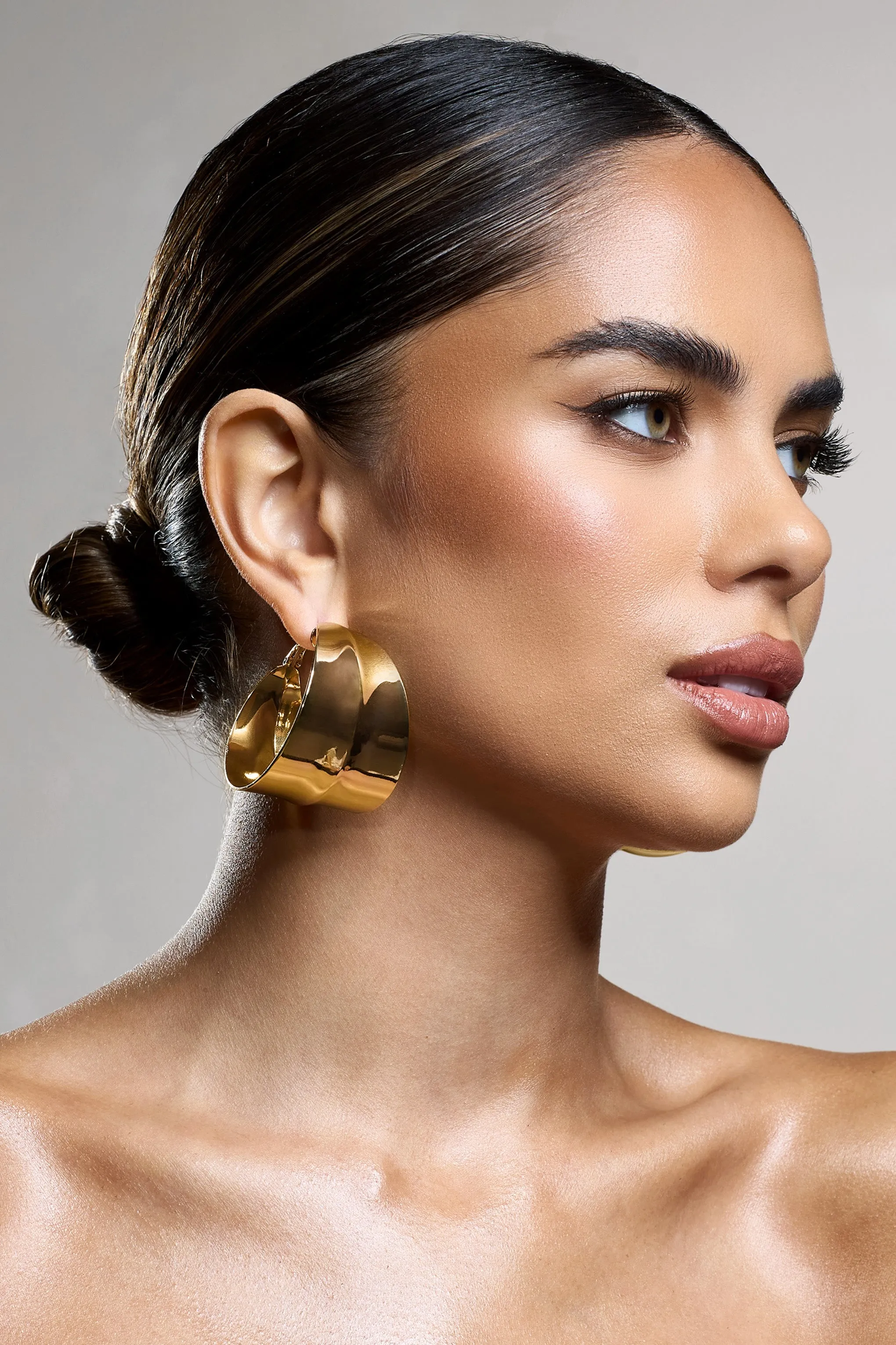 Amberly | Gold Chunky Statement Hoop Earrings