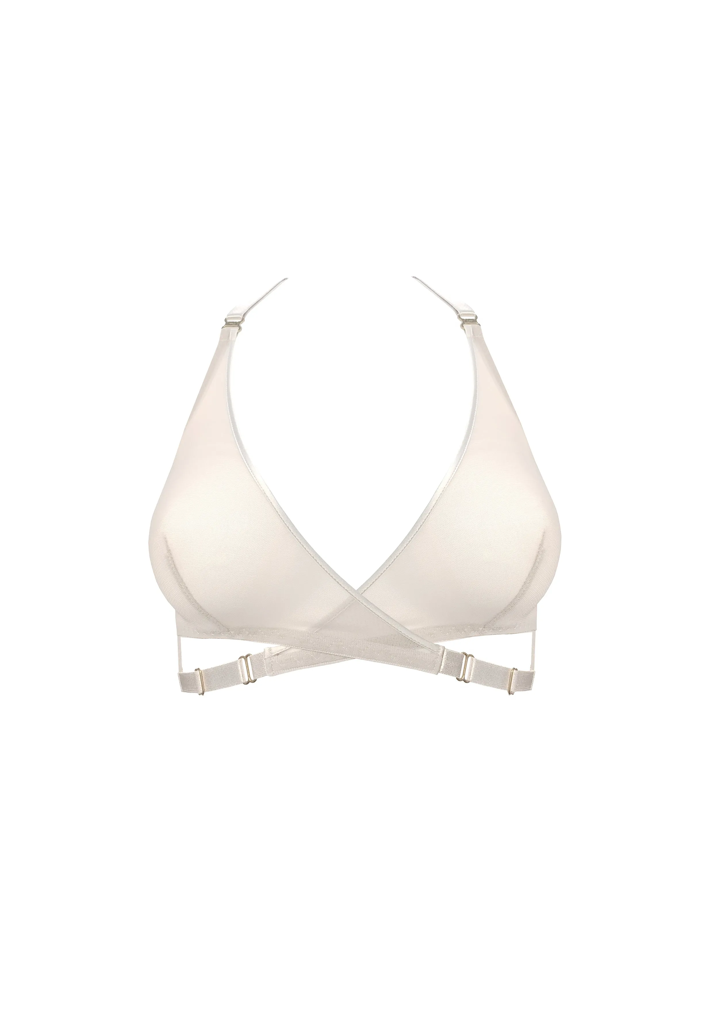 Art Deco Mesh Cream Wrap Bra