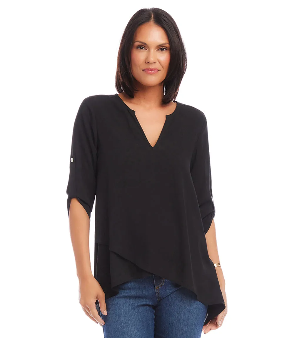 Asymmetric Hem Wrap Top