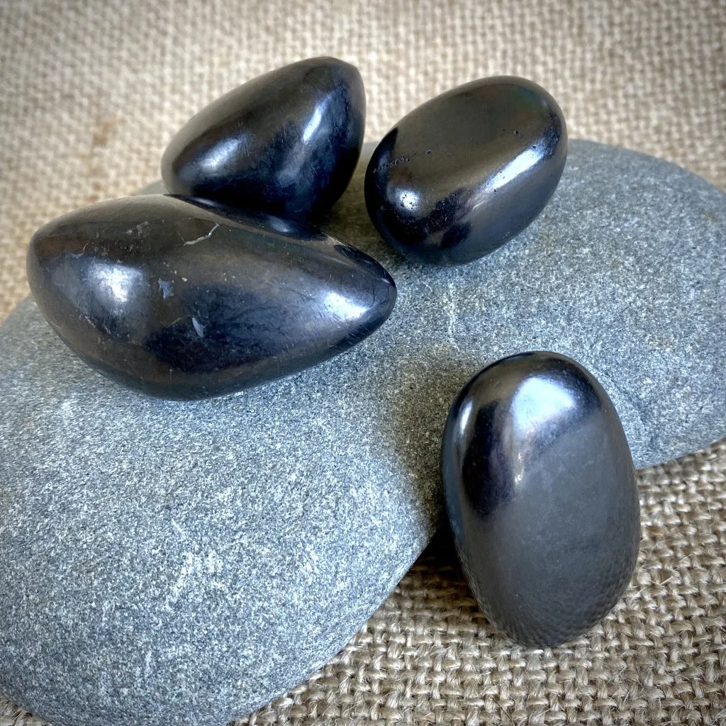 Bag O' Rocks, 4 Ounces Tumbled Black Shungite Stones in Little Bag