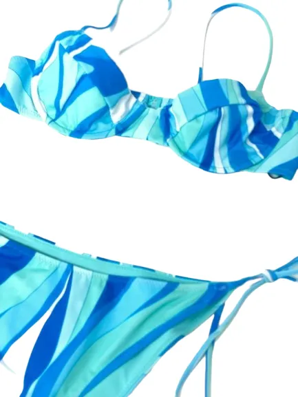 BIKINI A TRIANGOLO FANTASIA BLU/AZZURRA