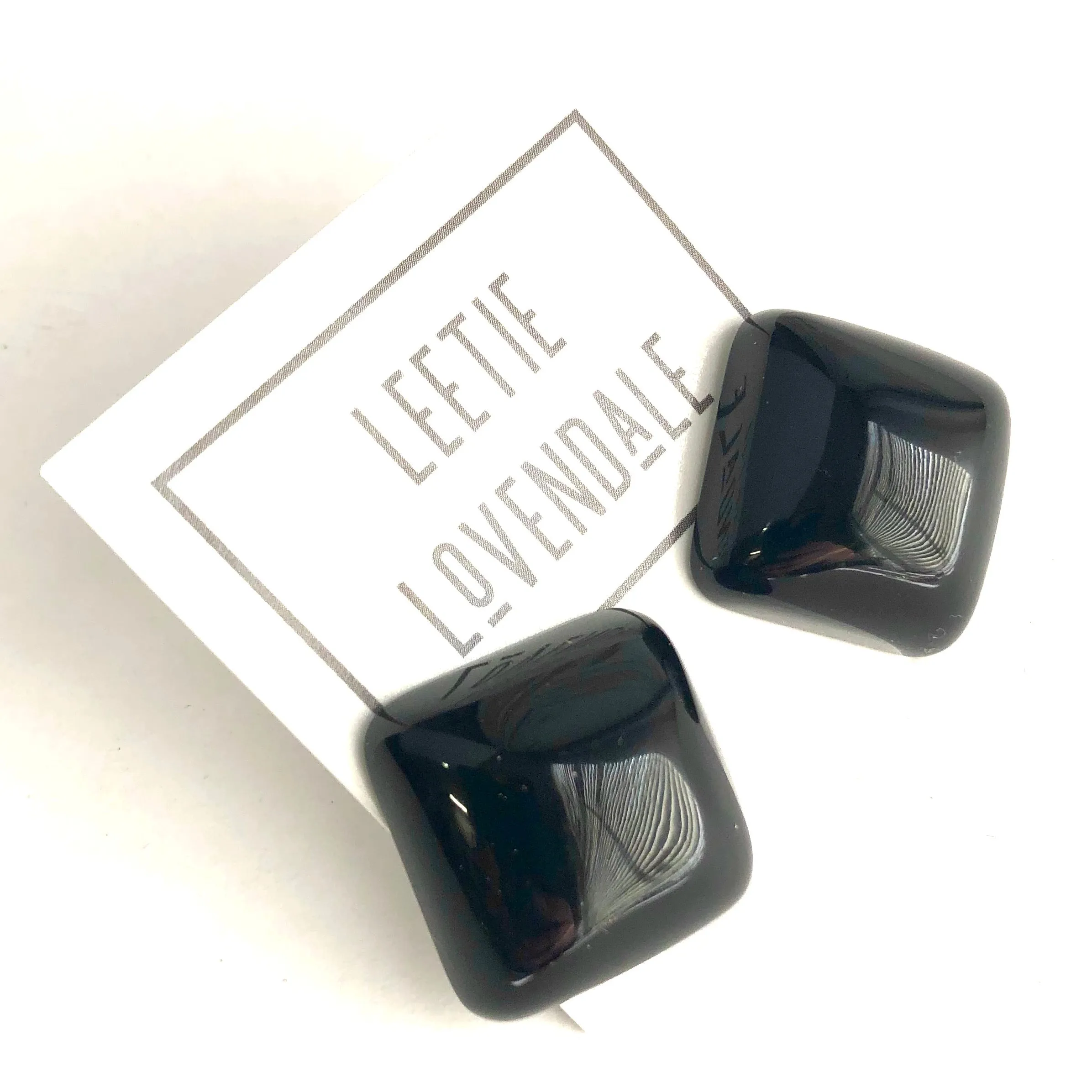 Black Deco Chunky Square Stud Earrings