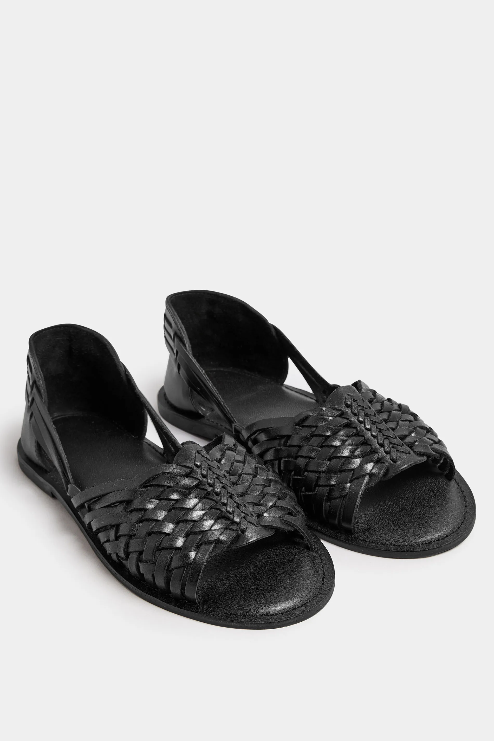 Black Woven Leather Mules In Extra Wide EEE Fit