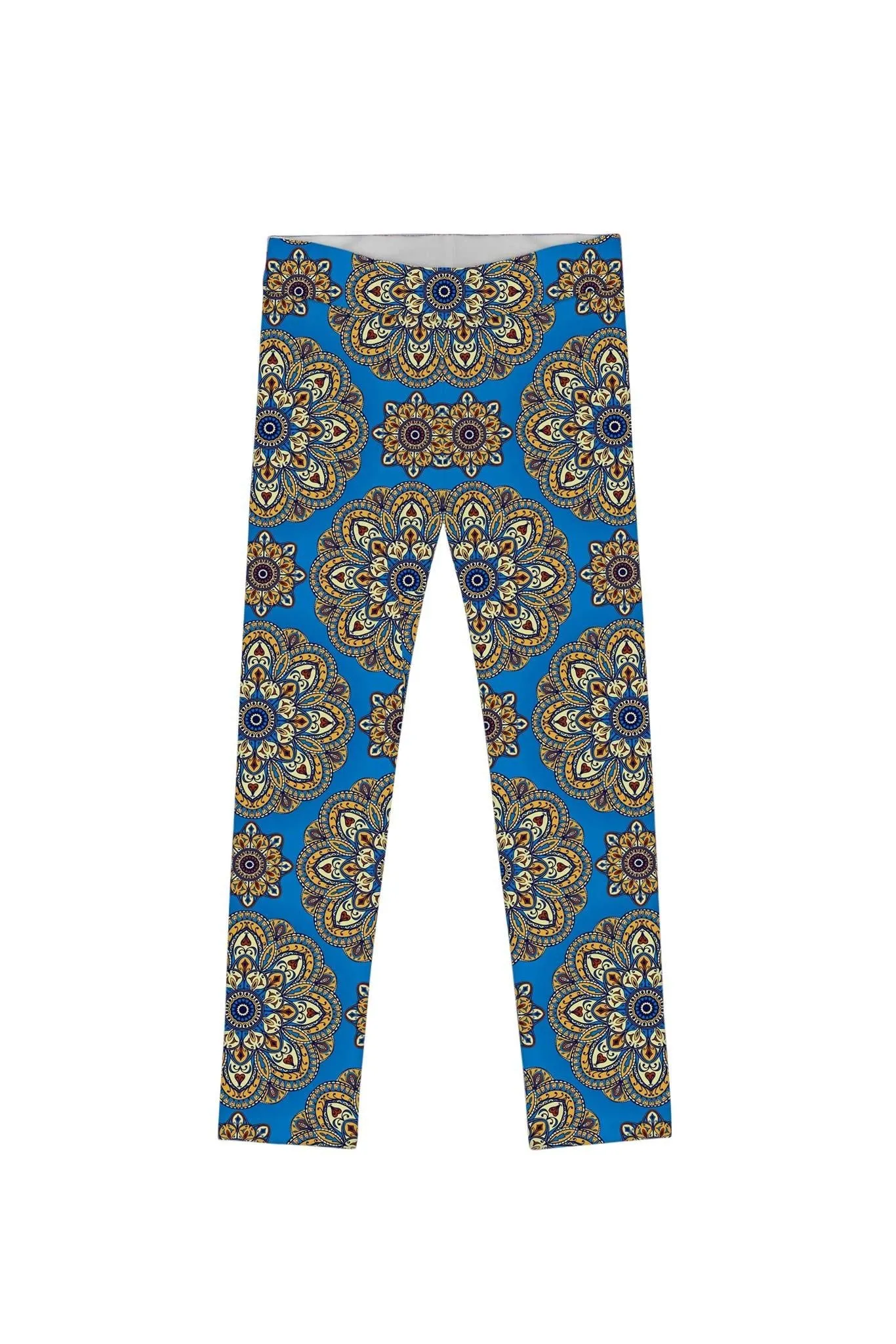 Boho Chic Lucy Cute Blue Geometric Print Leggings - Girls