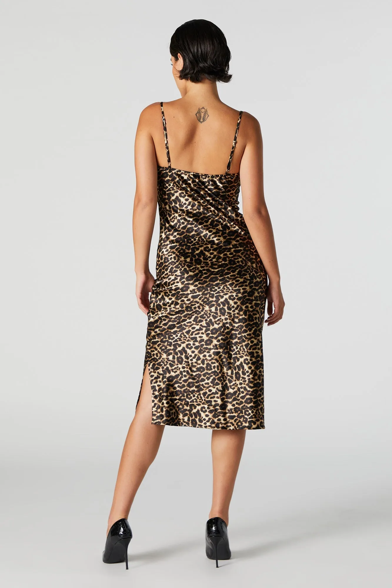 Cheetah Satin Slip Dress