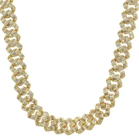 Chunky Baguette Cuban Link CZ Iced Out Chain