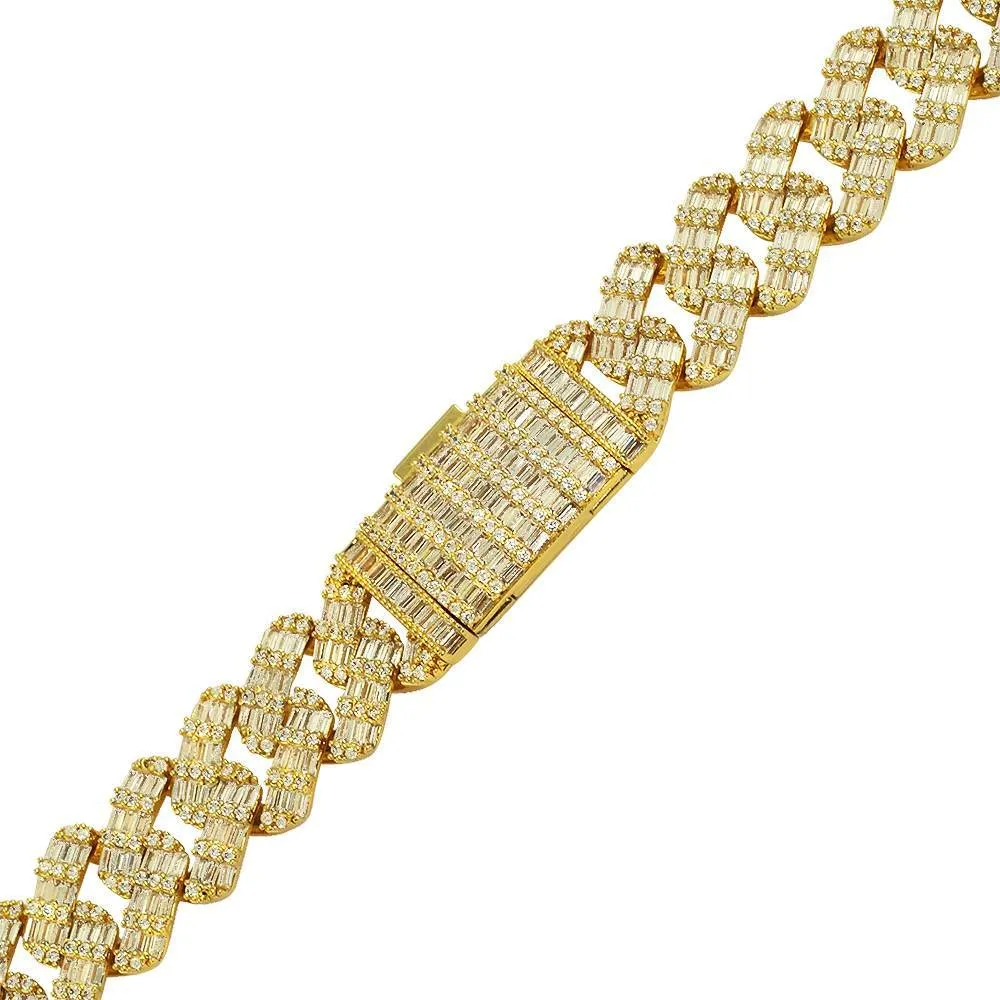 Chunky Baguette Cuban Link CZ Iced Out Hip Hop Bracelet