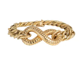 Chunky Bracelet with Snake Scale Texture 14K Gold 24g R2044