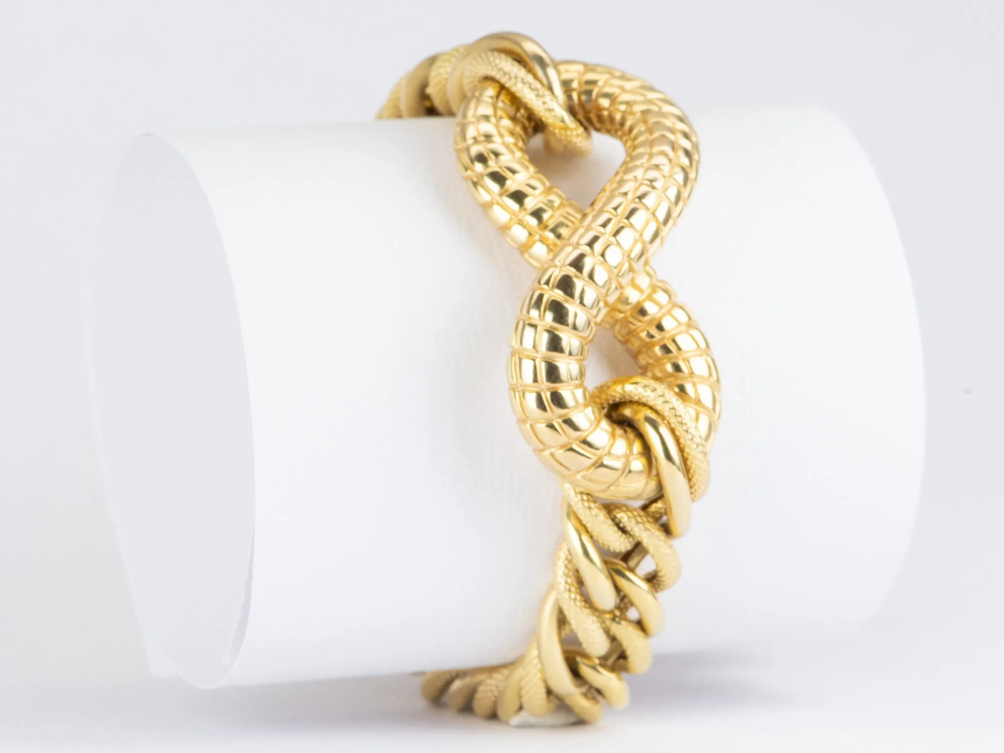 Chunky Bracelet with Snake Scale Texture 14K Gold 24g R2044