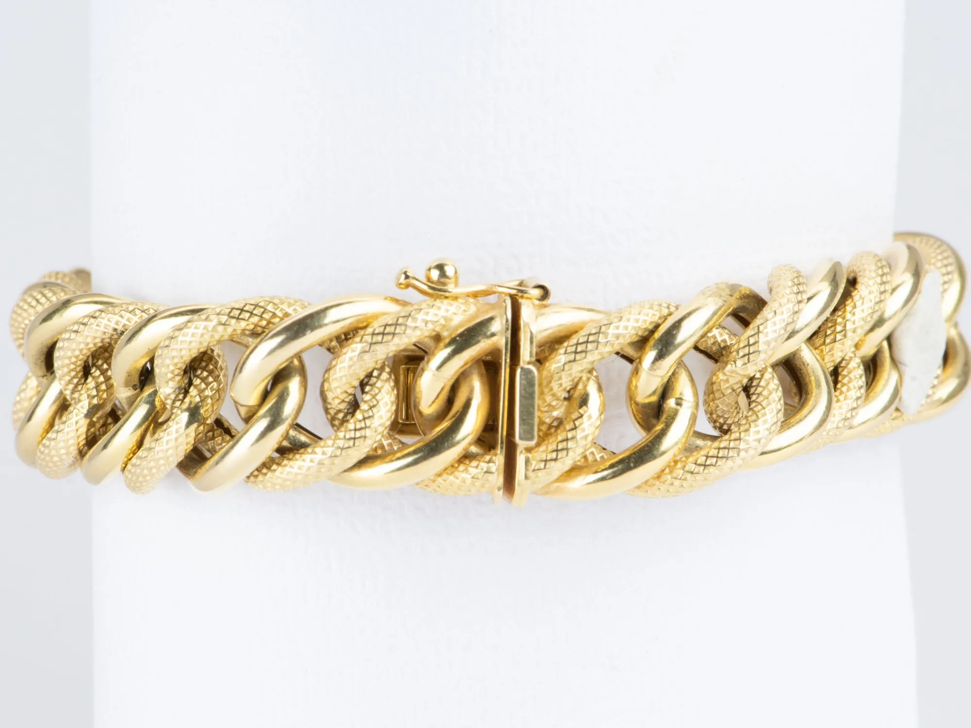 Chunky Bracelet with Snake Scale Texture 14K Gold 24g R2044