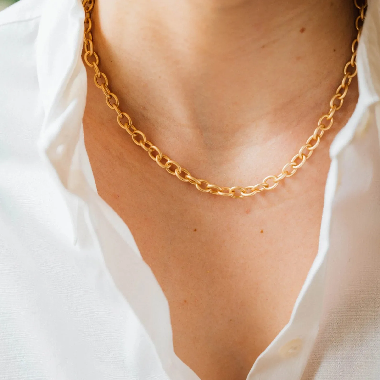 Chunky Matte Gold Cable Chain Necklace- WS