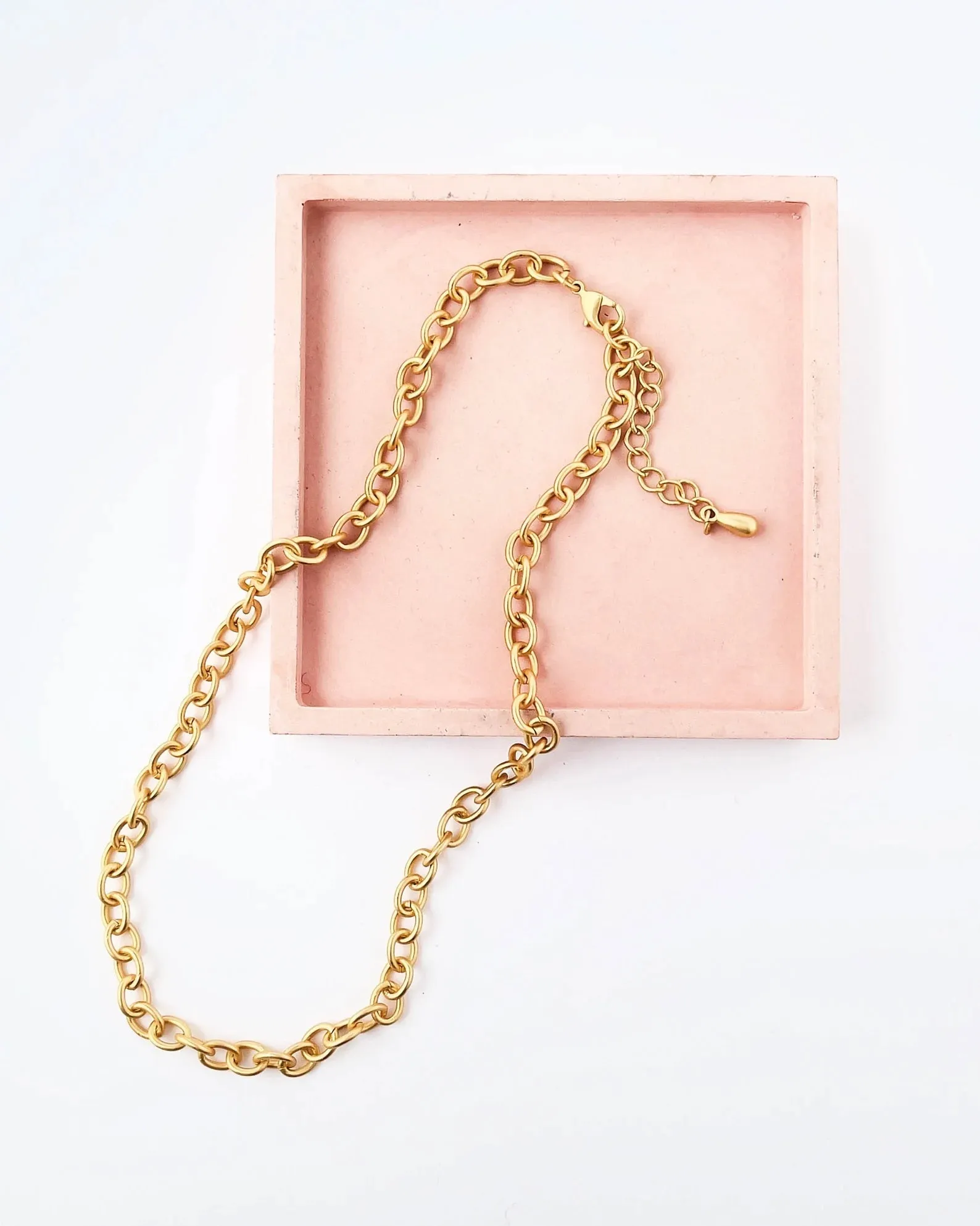 Chunky Matte Gold Cable Chain Necklace- WS