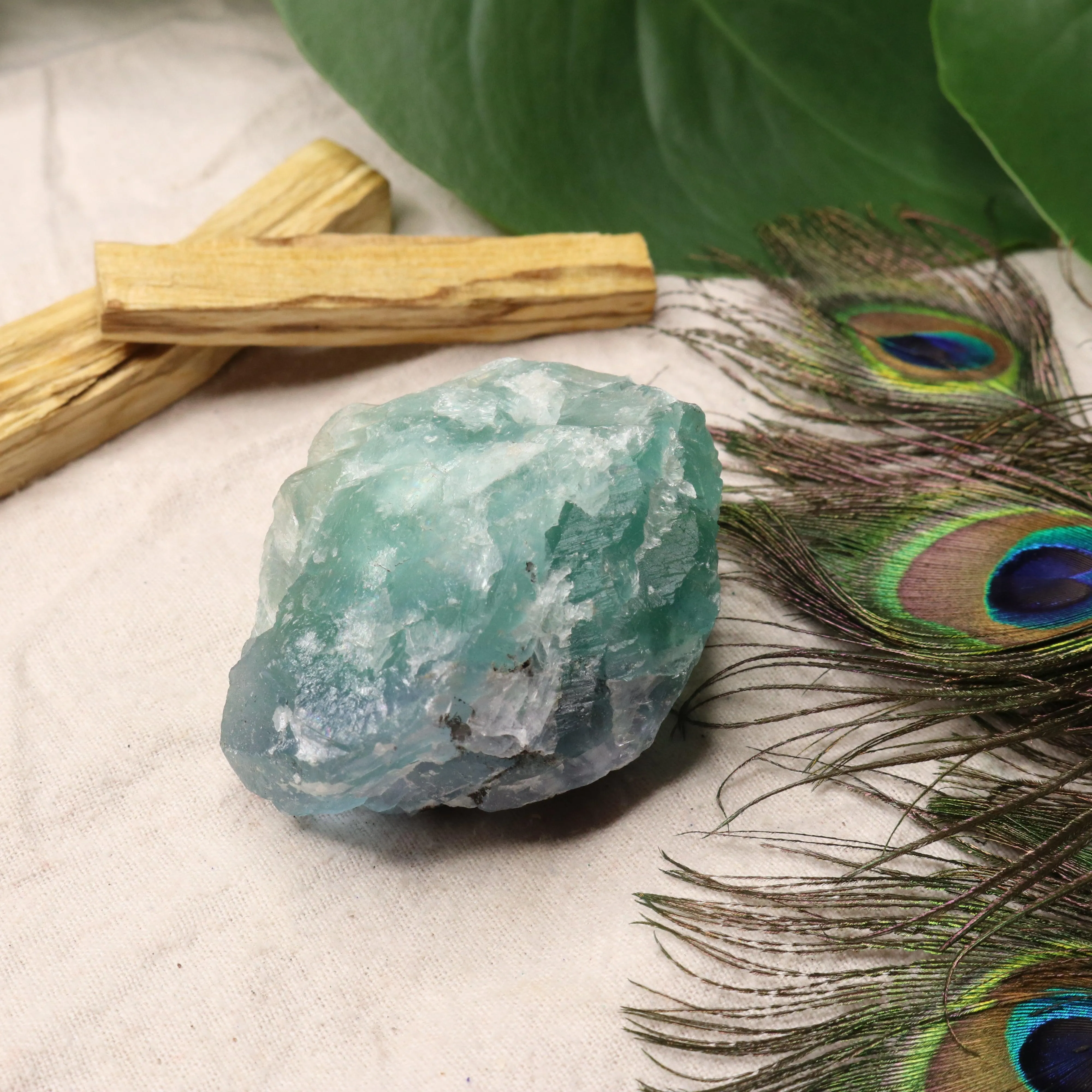 Chunky Top Grade Rough Rainbow Green Fluorite Specimen from Mexico