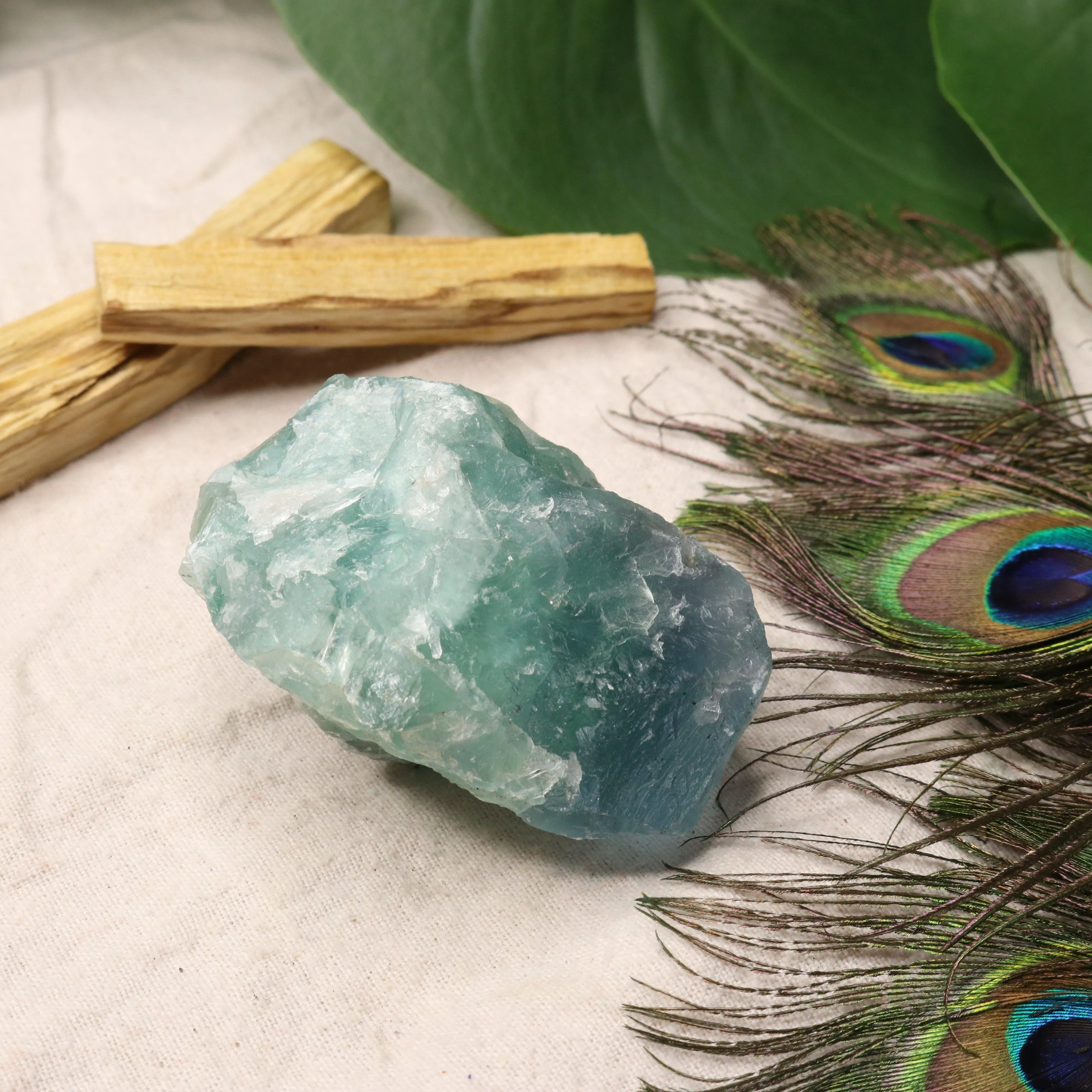 Chunky Top Grade Rough Rainbow Green Fluorite Specimen from Mexico