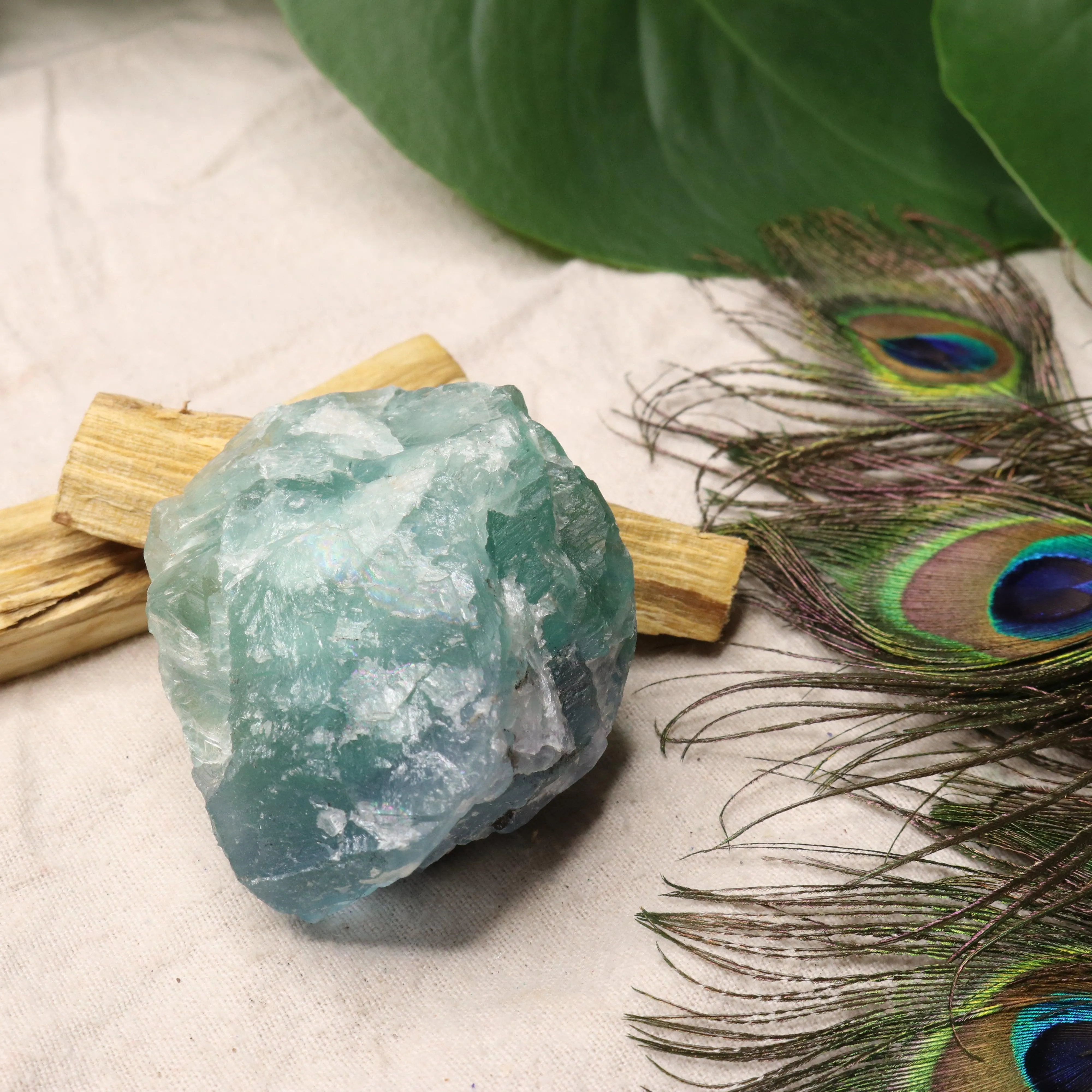 Chunky Top Grade Rough Rainbow Green Fluorite Specimen from Mexico