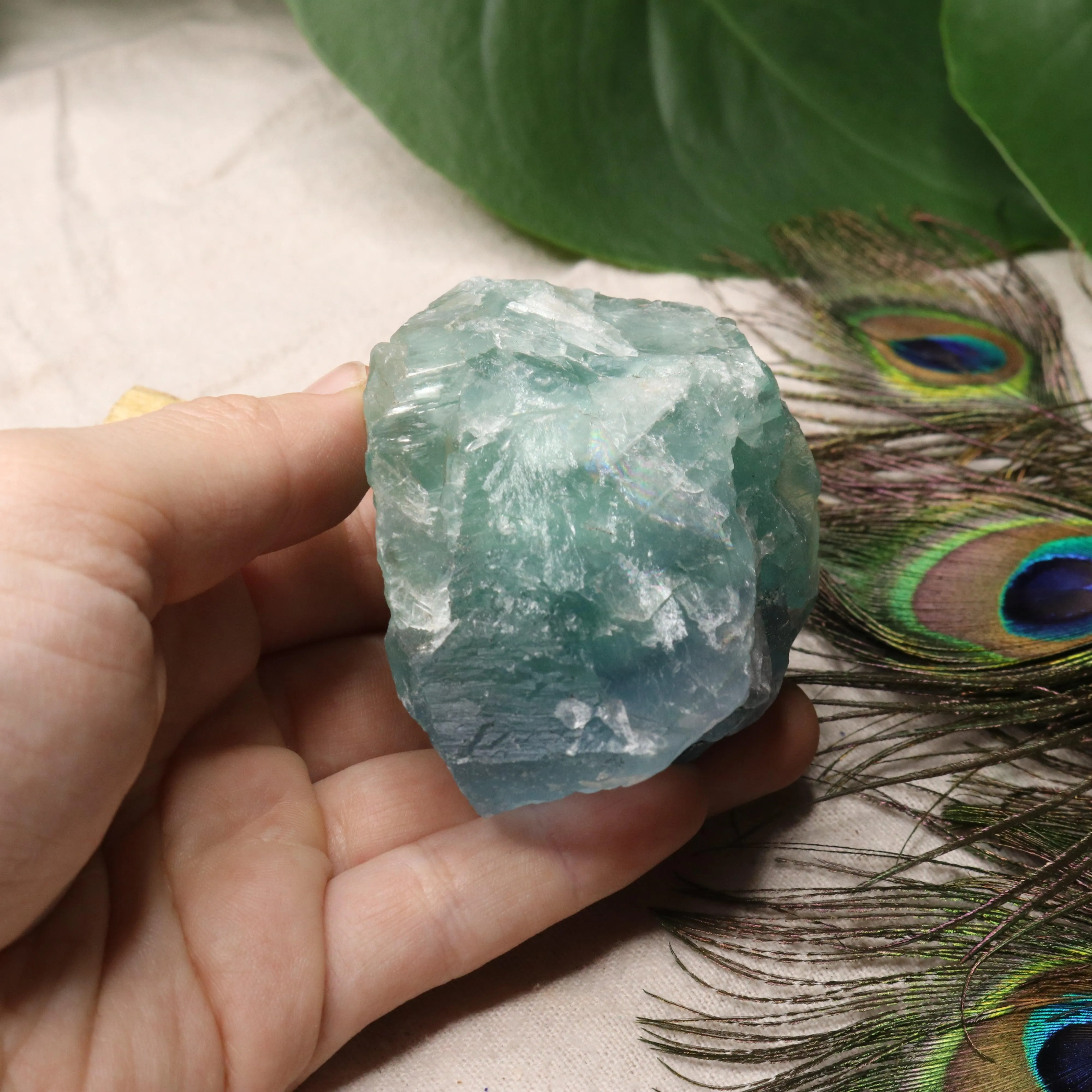 Chunky Top Grade Rough Rainbow Green Fluorite Specimen from Mexico