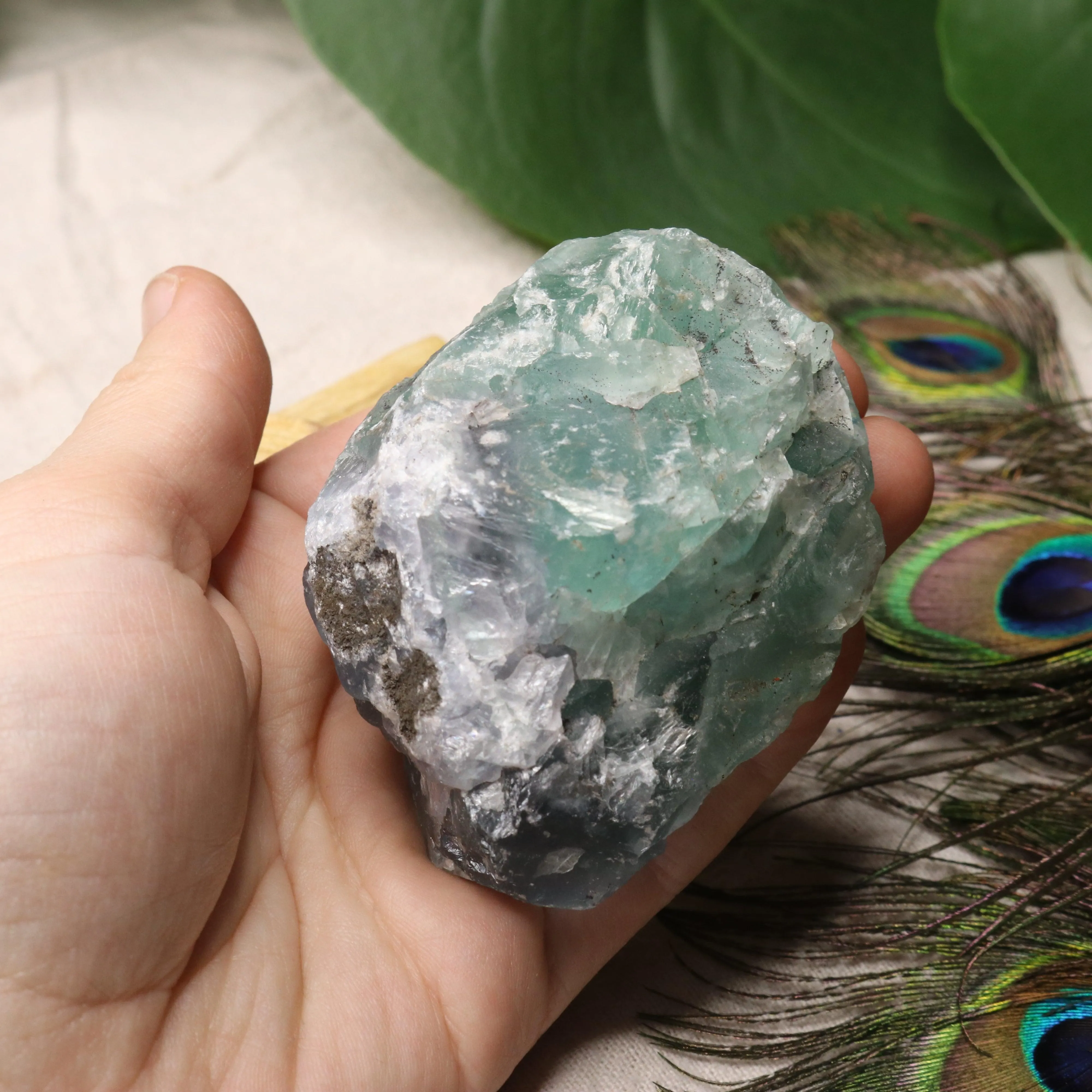 Chunky Top Grade Rough Rainbow Green Fluorite Specimen from Mexico