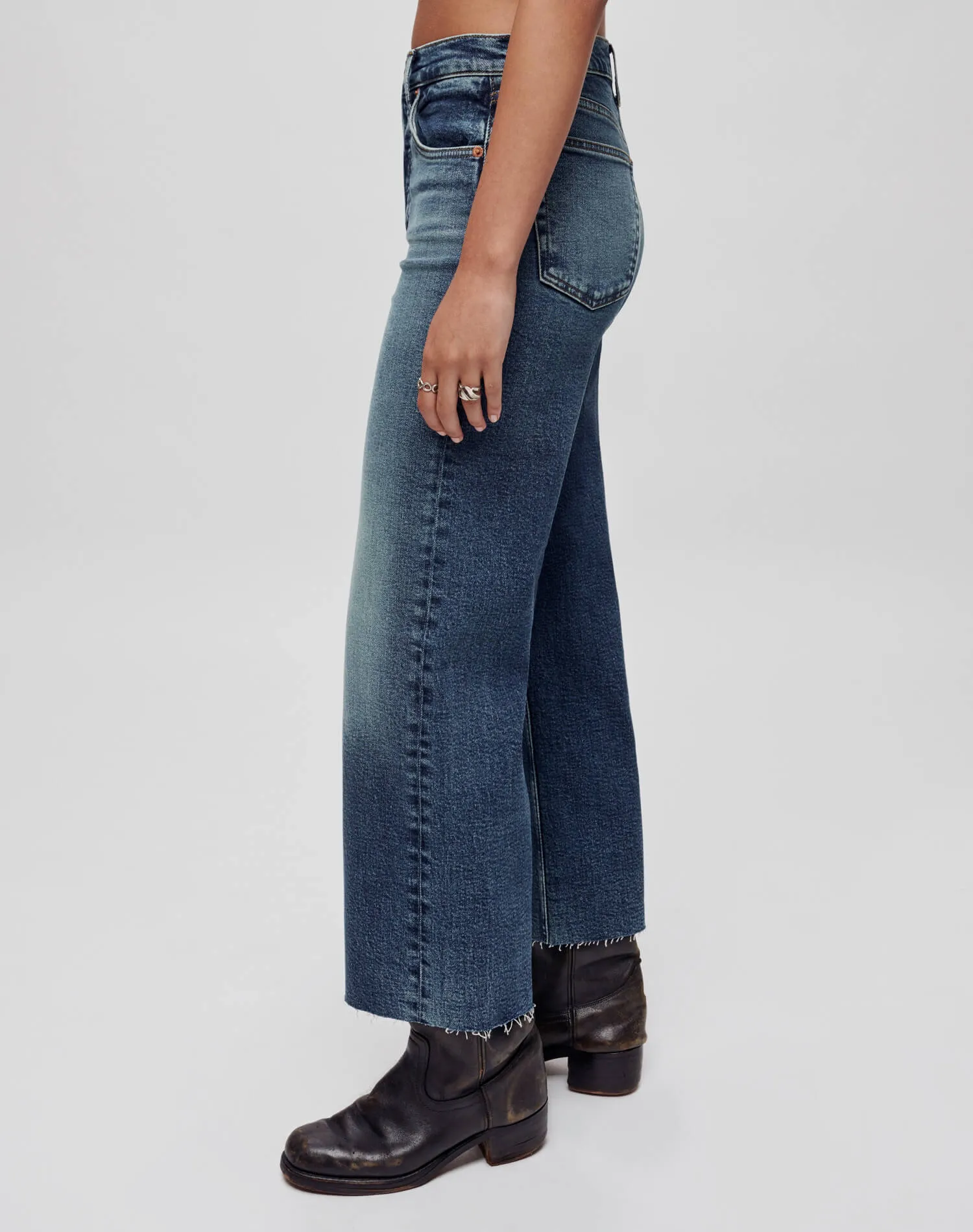 Comfort Stretch High Rise Wide Leg Crop - Azzurro