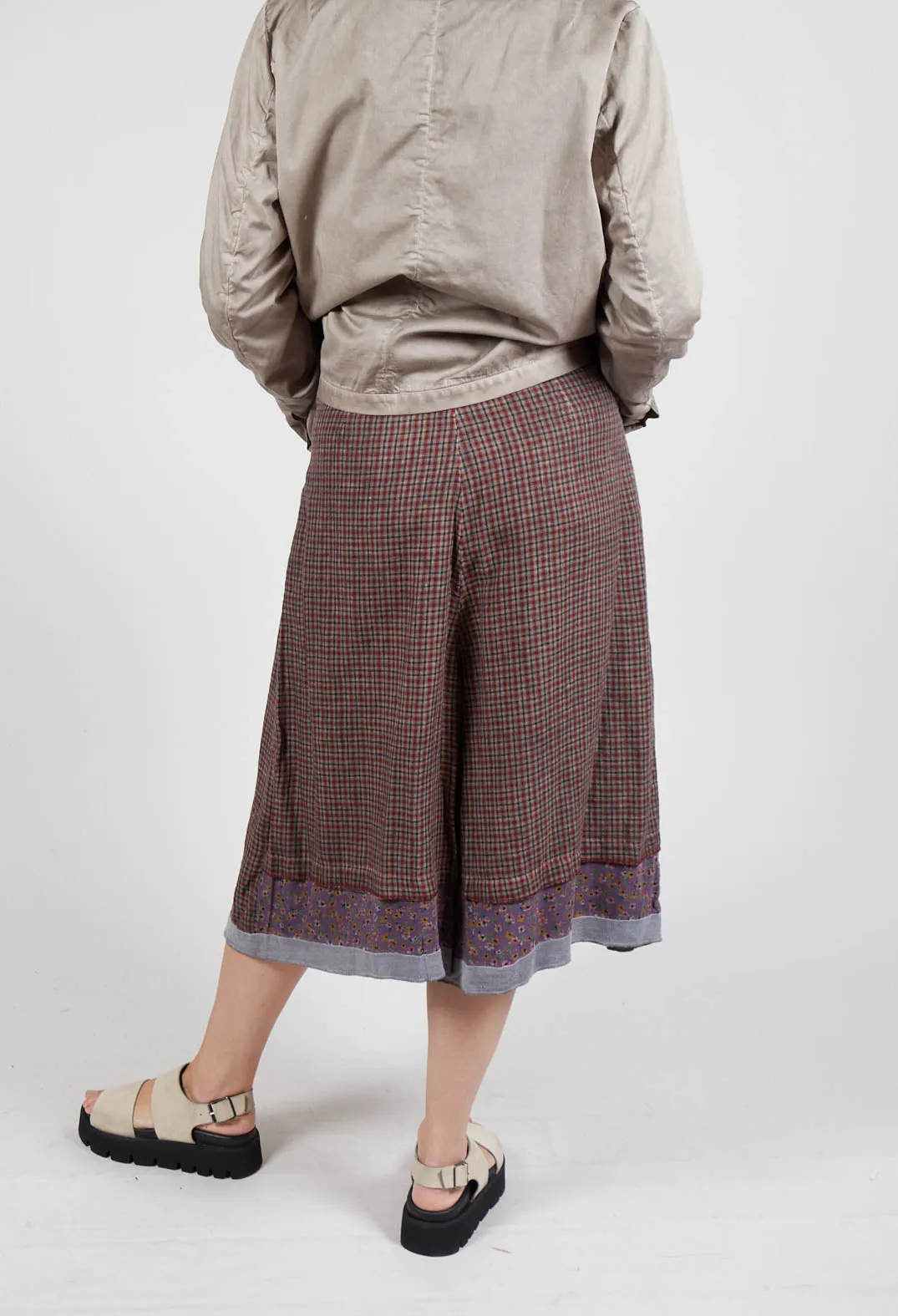 Contrast Waistband Culottes in Red Check