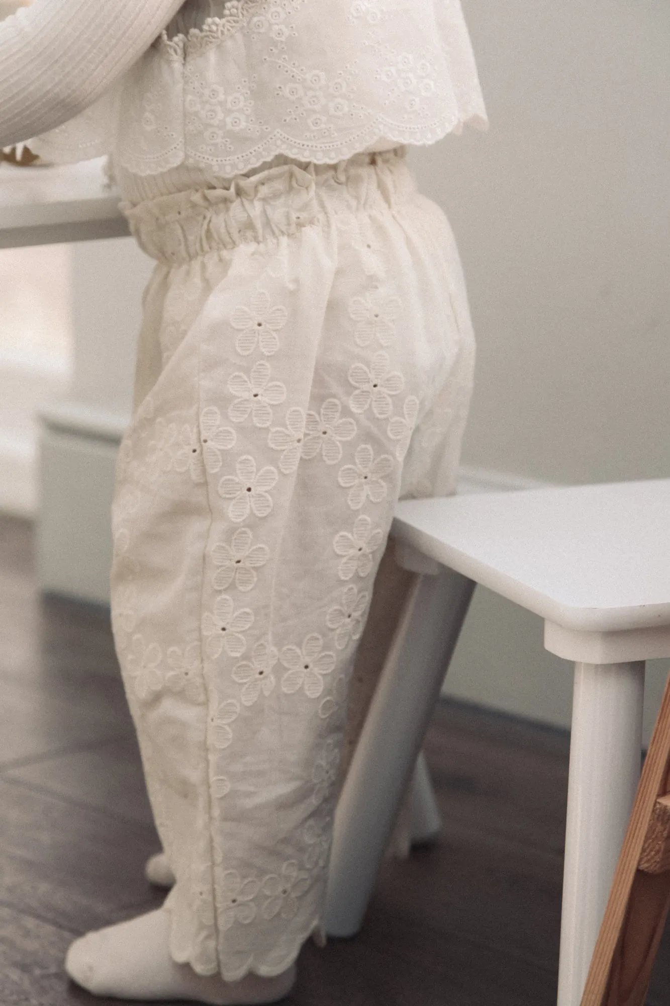 Cream Daisy Embroidered Culottes