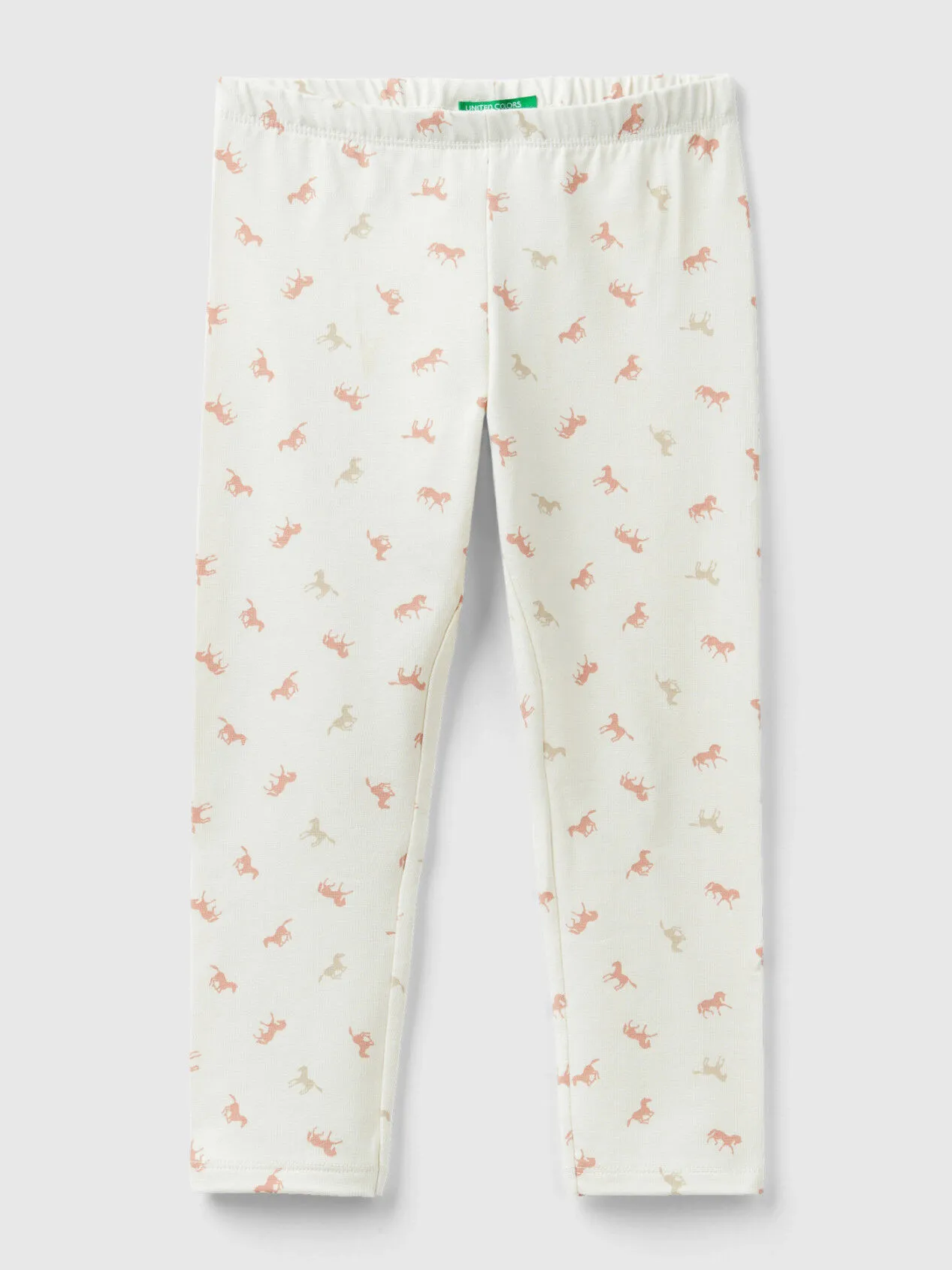 Cream white leggings with horse print - Creamy White | Benetton