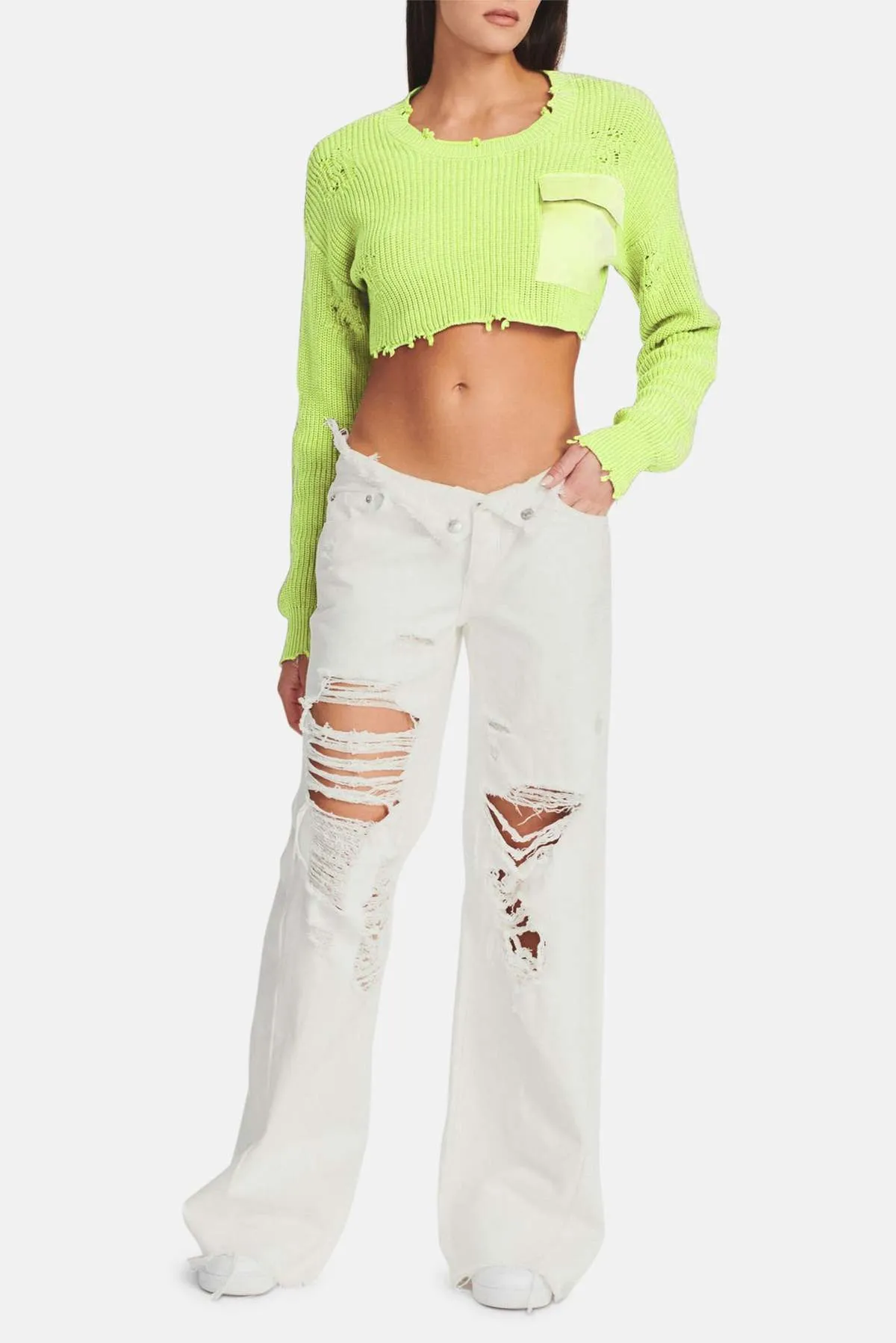 Cropped Devin Sweater - Lime