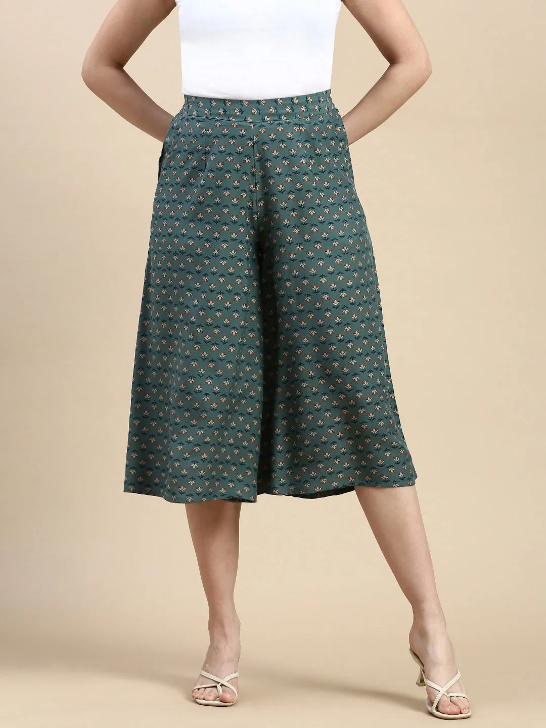 Culottes All Over Print-Green