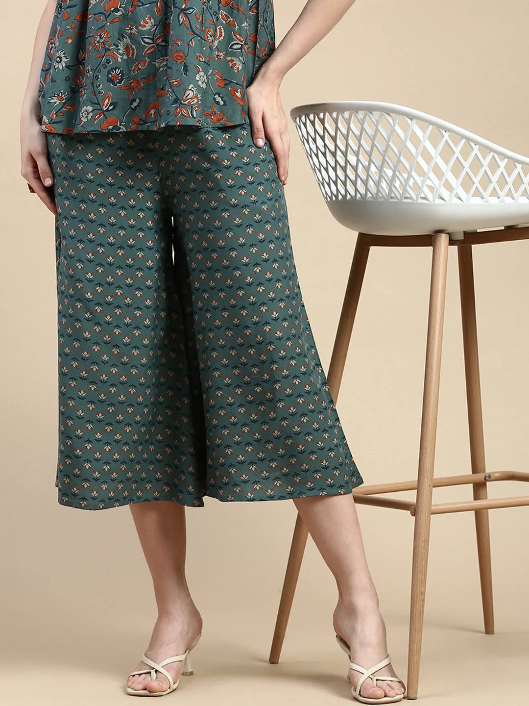 Culottes All Over Print-Green