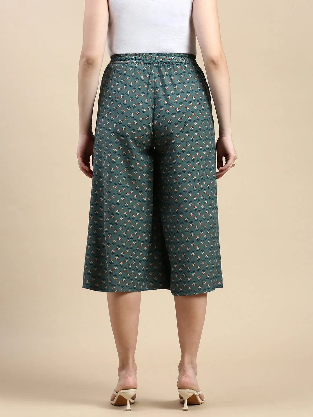 Culottes All Over Print-Green