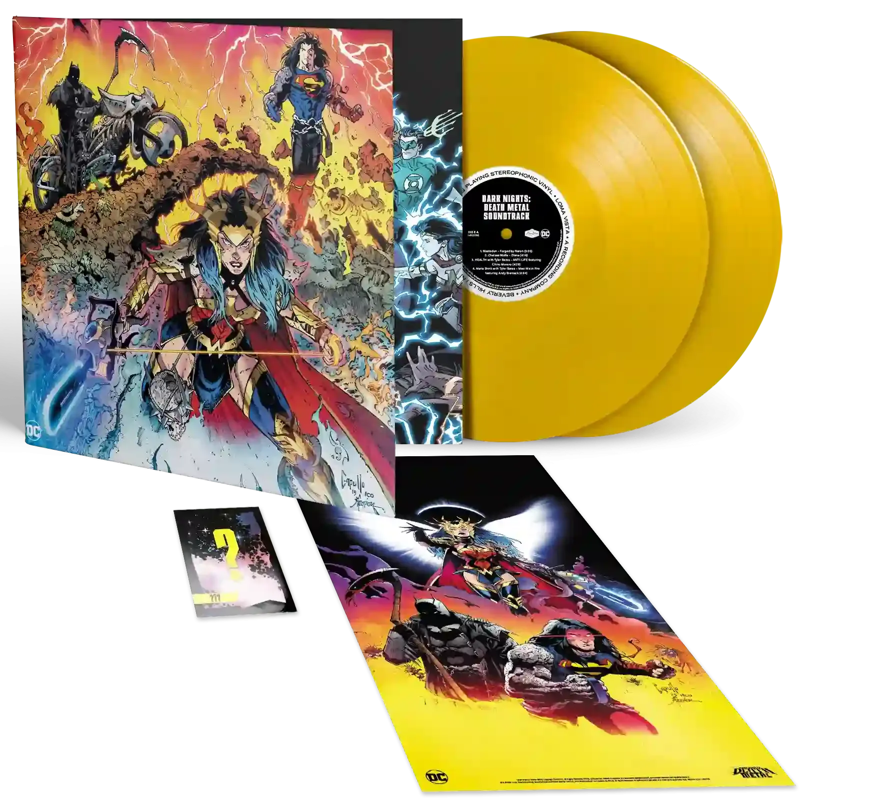 DC DARK NIGHTS: DEATH METAL SOUNTRACK 2LP BUNDLE (Red or Yellow Vinyl, Limited to 500 Each)