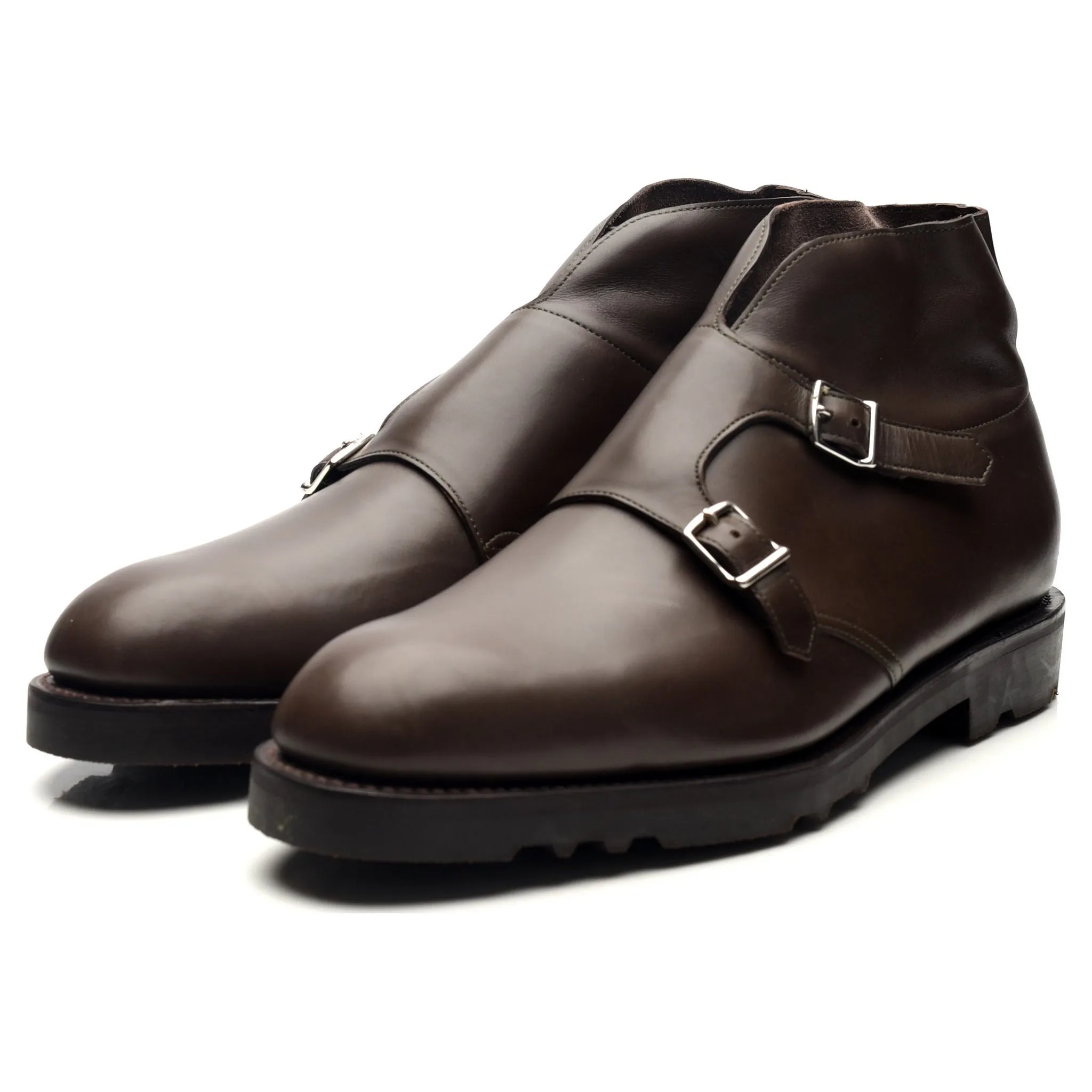 'Debee' Brown Leather Double Monk Strap Boots UK 10 E