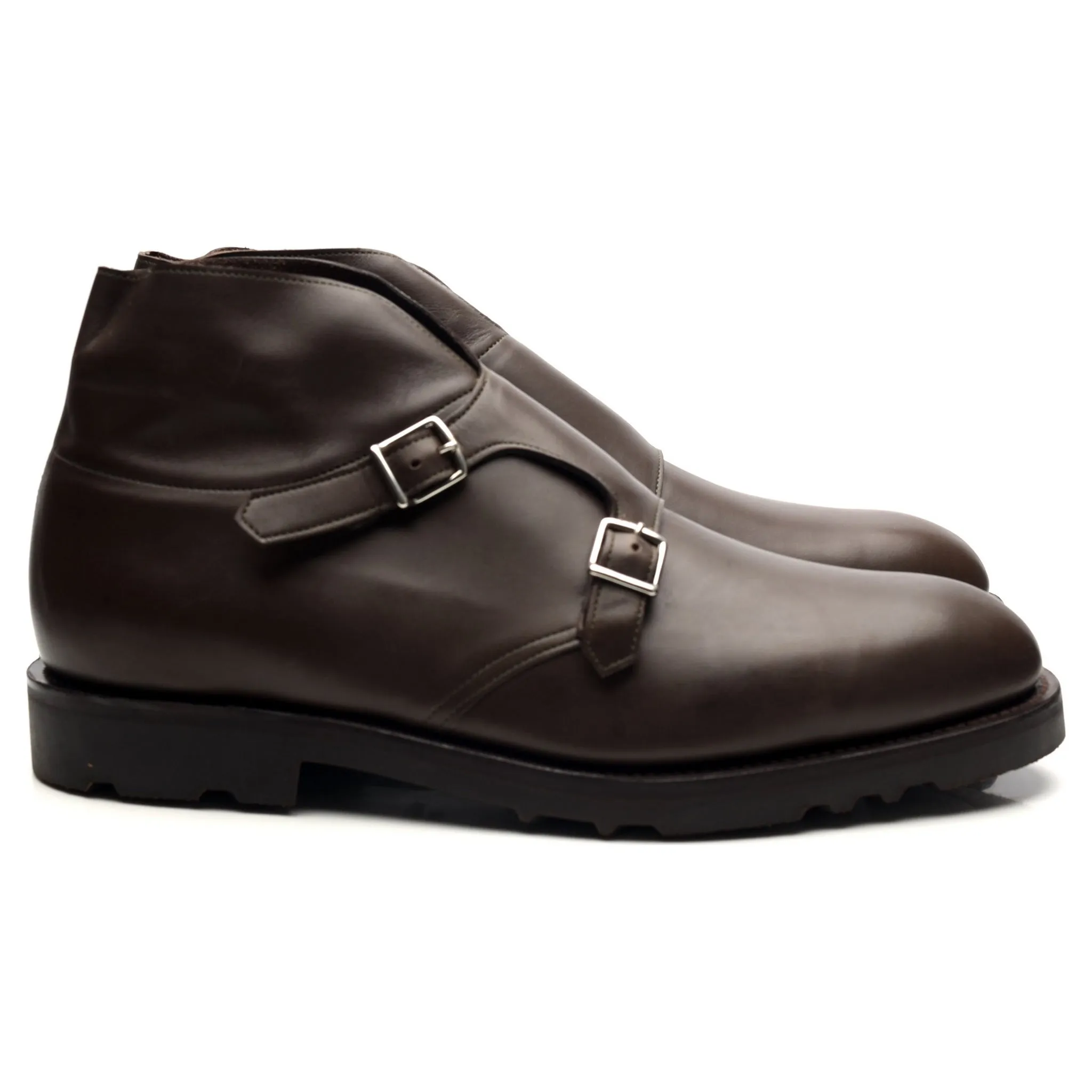 'Debee' Brown Leather Double Monk Strap Boots UK 10 E