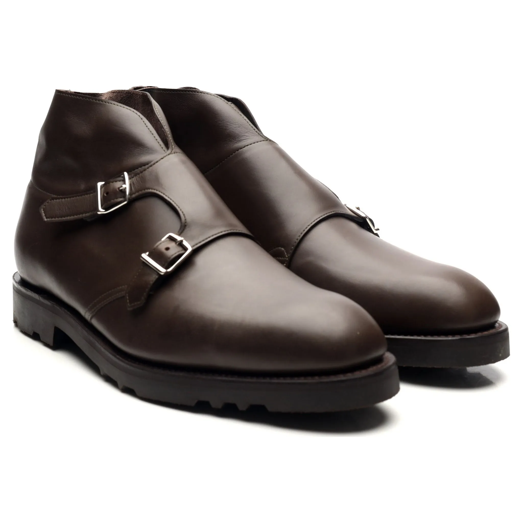 'Debee' Brown Leather Double Monk Strap Boots UK 10 E