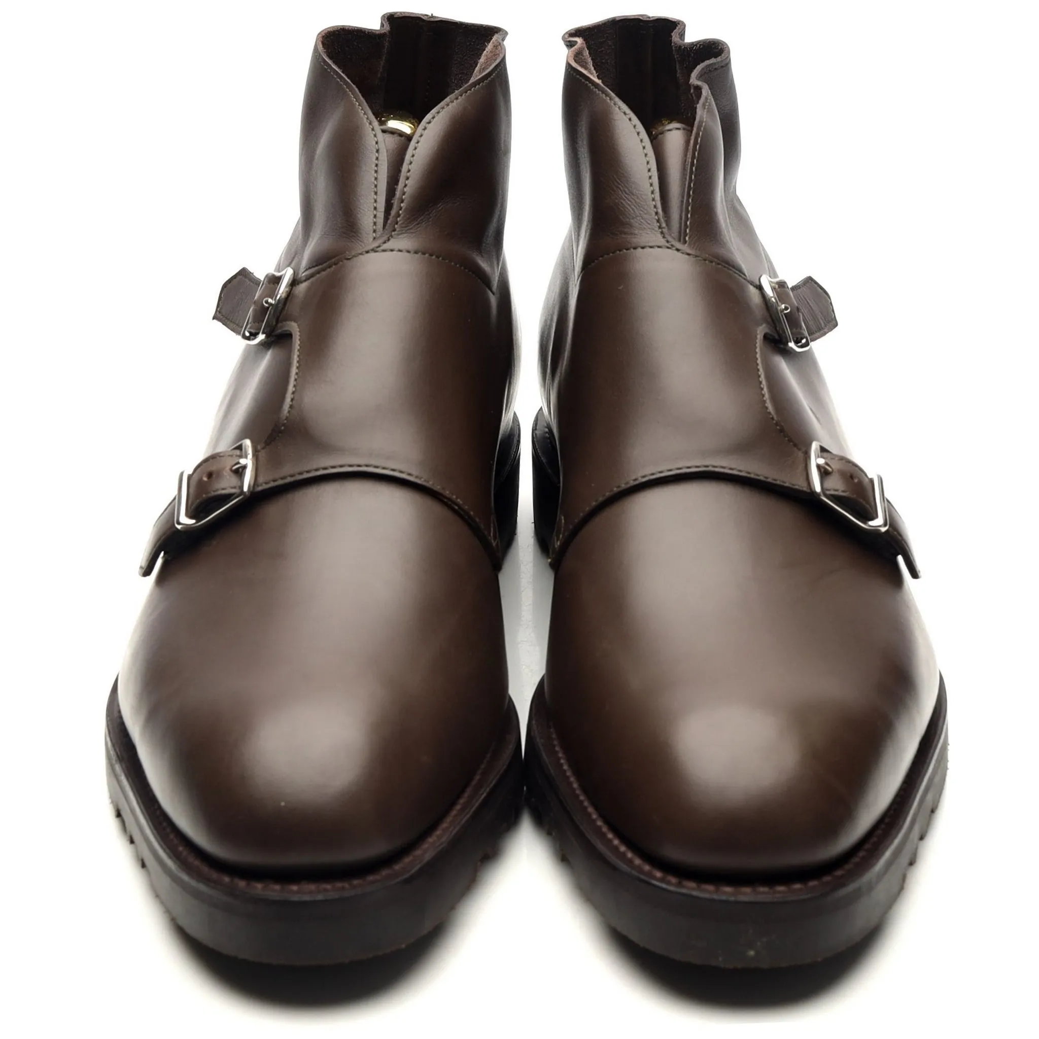 'Debee' Brown Leather Double Monk Strap Boots UK 10 E