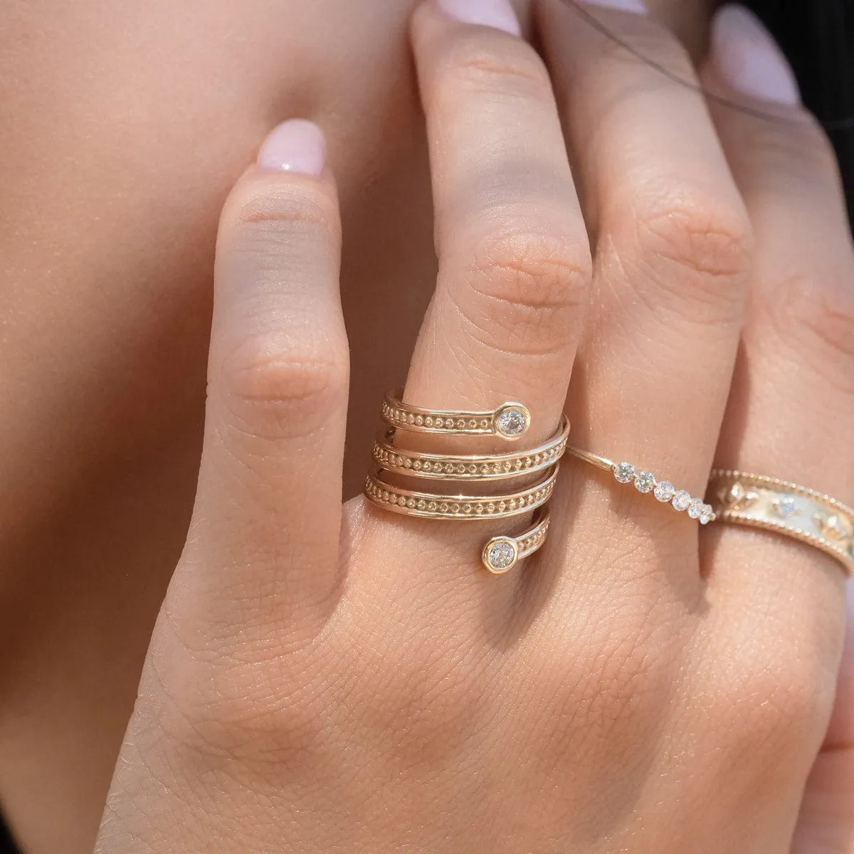 Diamond Beaded Wrap Ring