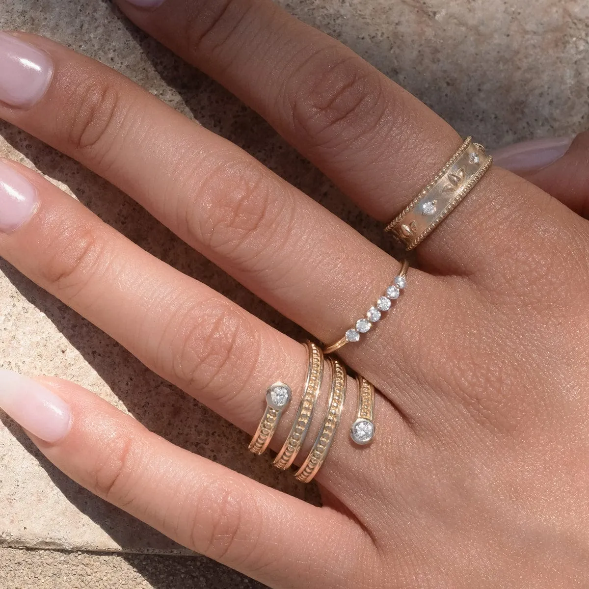 Diamond Beaded Wrap Ring