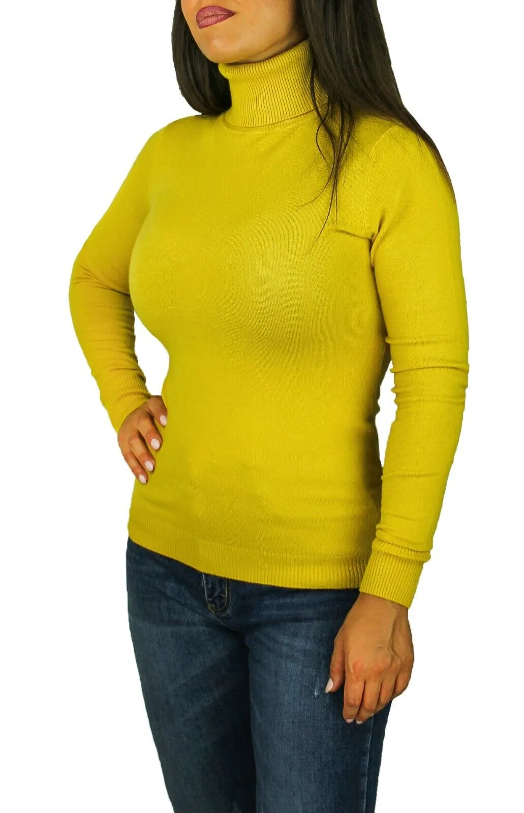 DIAMOND MAGLIONE DONNA DOLCEVITA SLIM FIT GIALLO MAGLIA PULLOVER INVERNALE