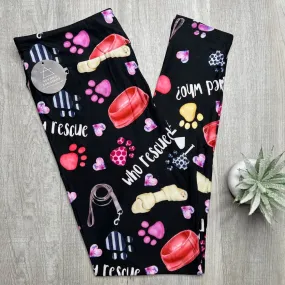 Dog Rescue Print Black Leggings