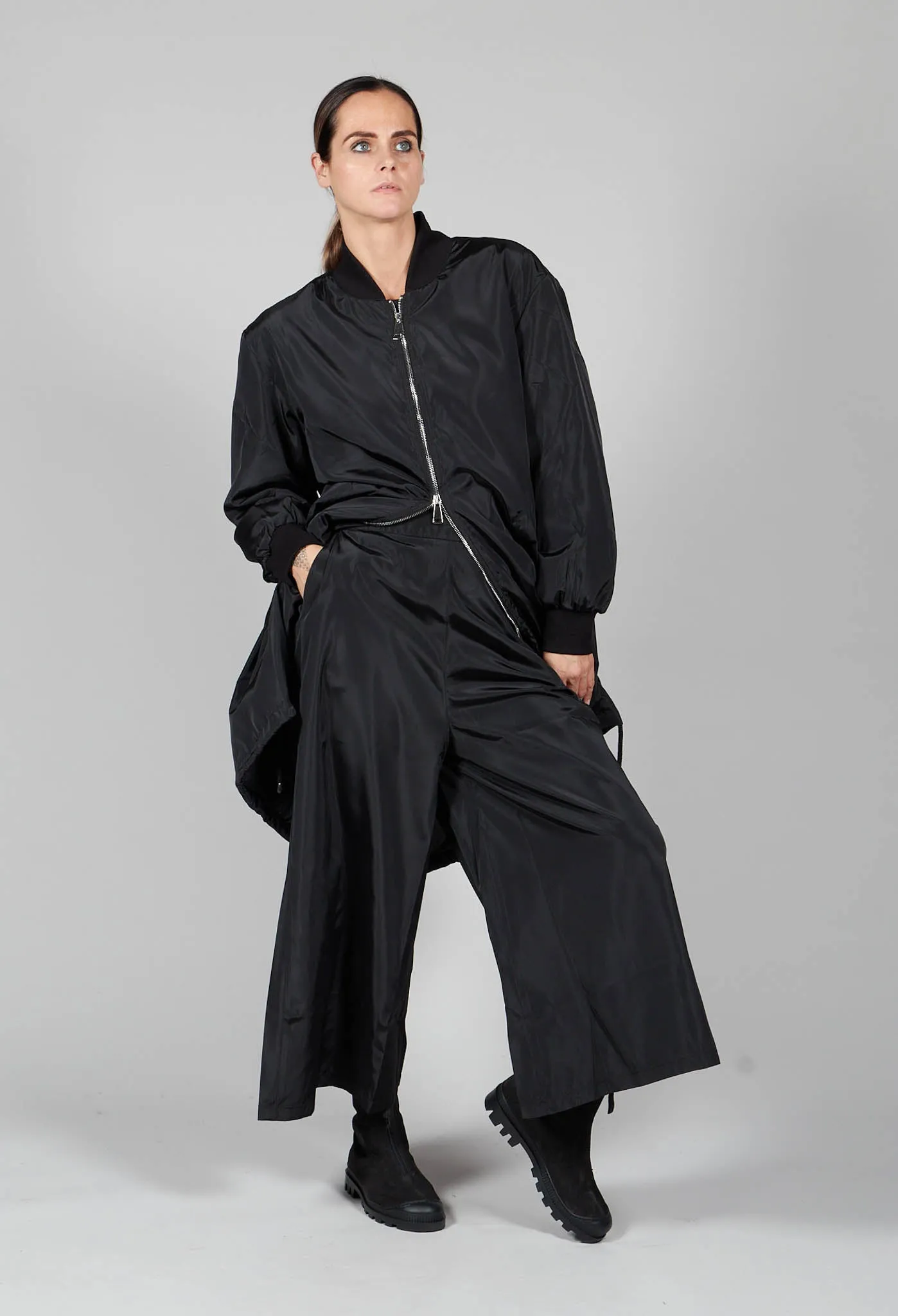 Elastic Cotton Culottes in Black