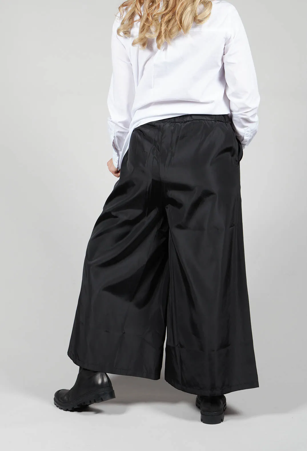 Elastic Cotton Culottes in Black