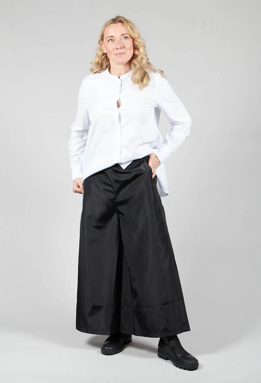 Elastic Cotton Culottes in Black